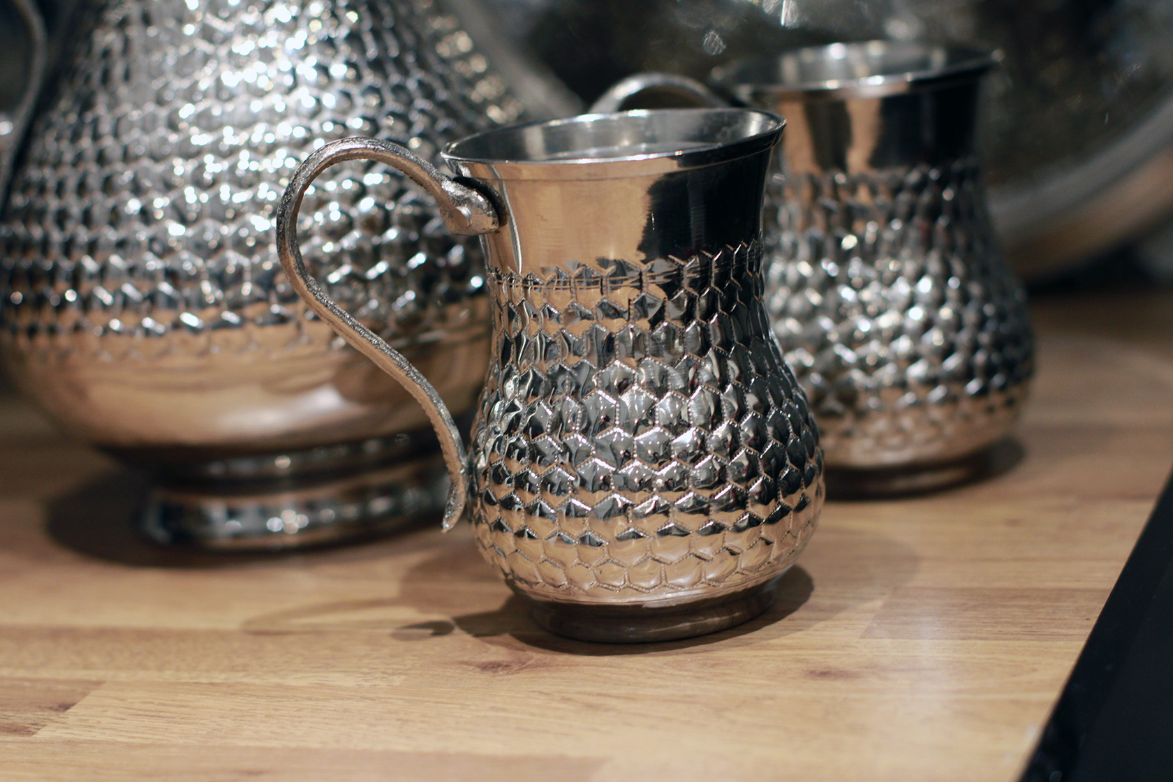 Honeycomb Copper Pitcher Set with Tumblers