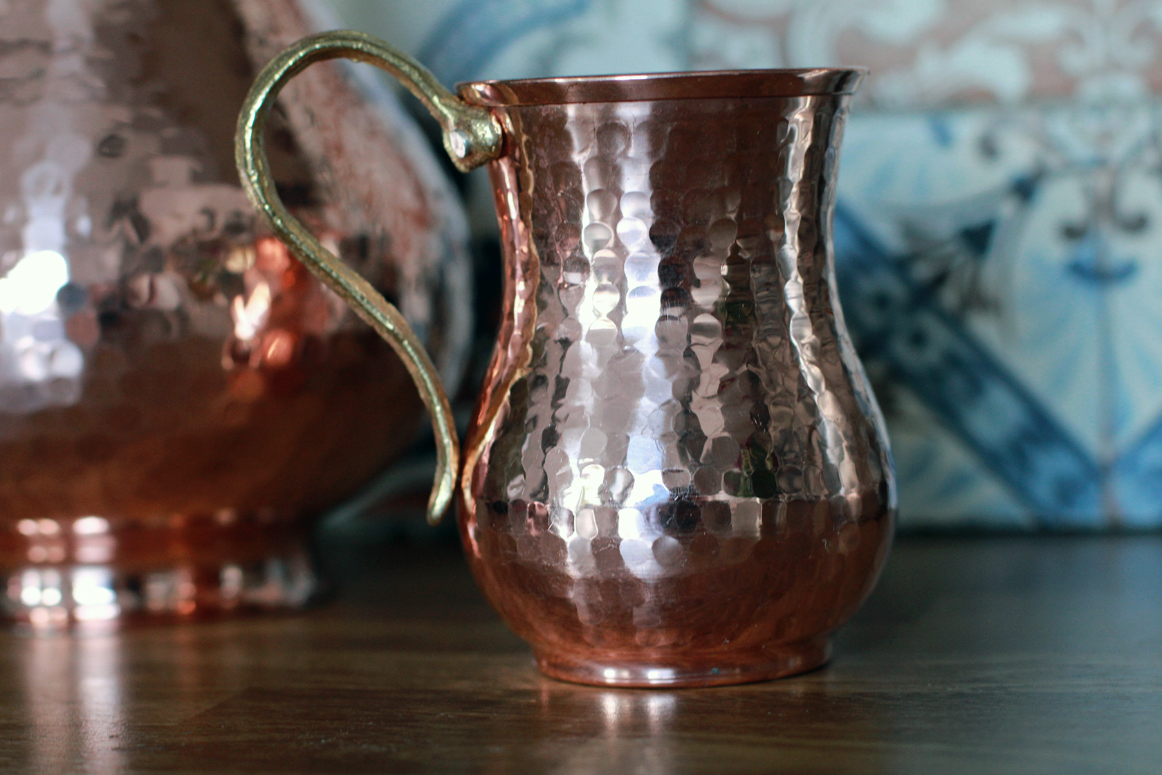 Hammered Copper Pitcher Set with Tumblers