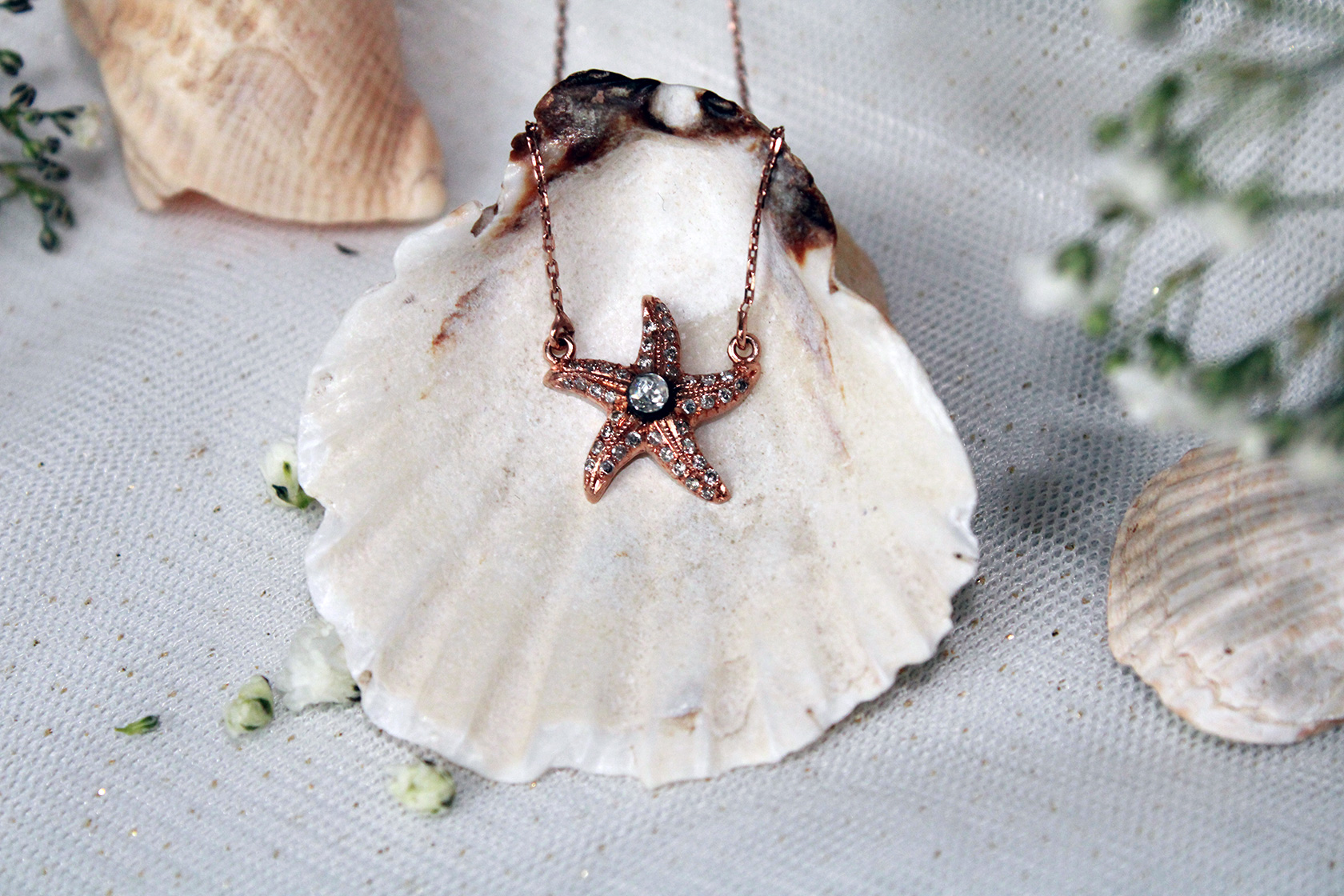 8ct Rose Gold Diamond Starfish Pendant