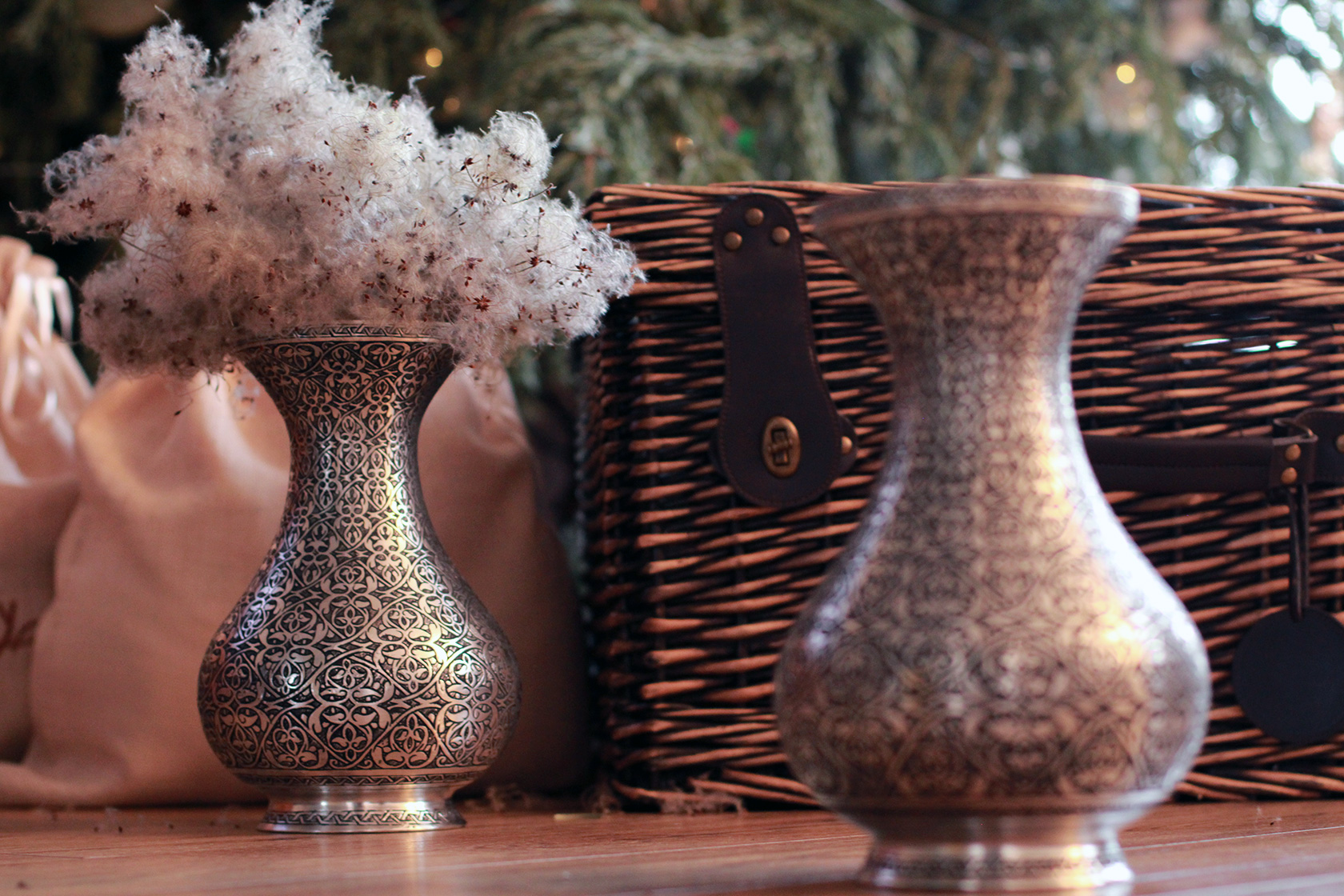 Engraved Copper Vase